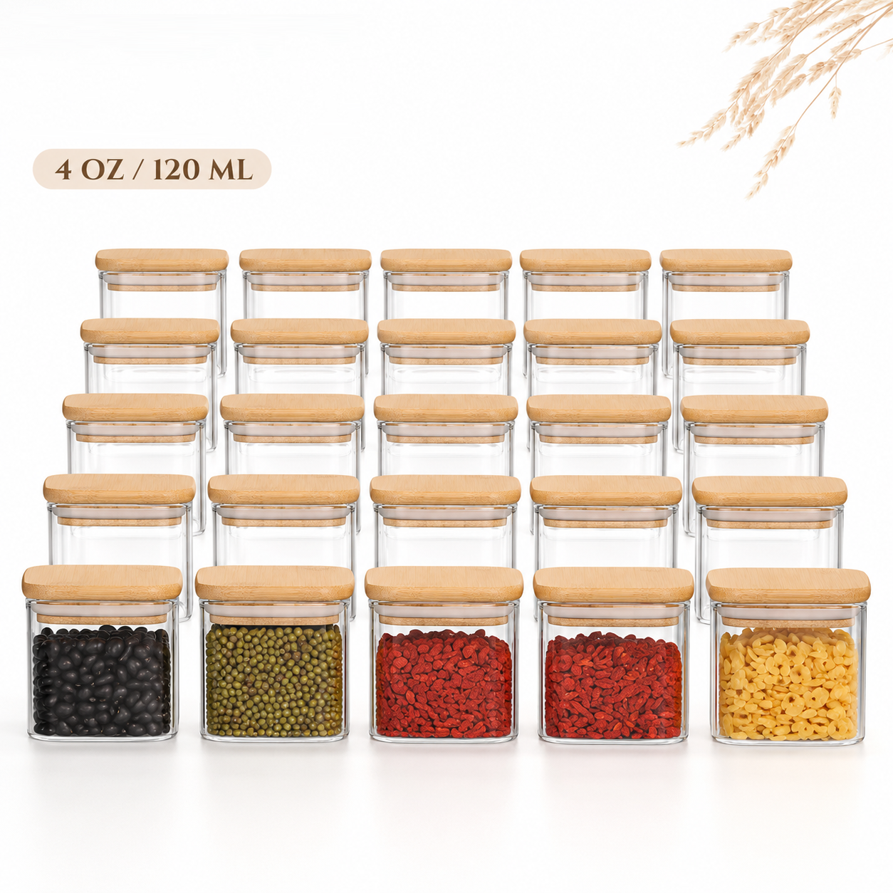 Food Storage Glass Containers - Glass jar with bamboo lid 120ml