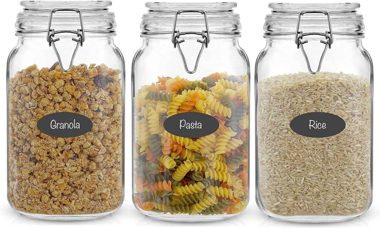 Food Storage Glass Containers - Airtight Glass Jars with Lids Set