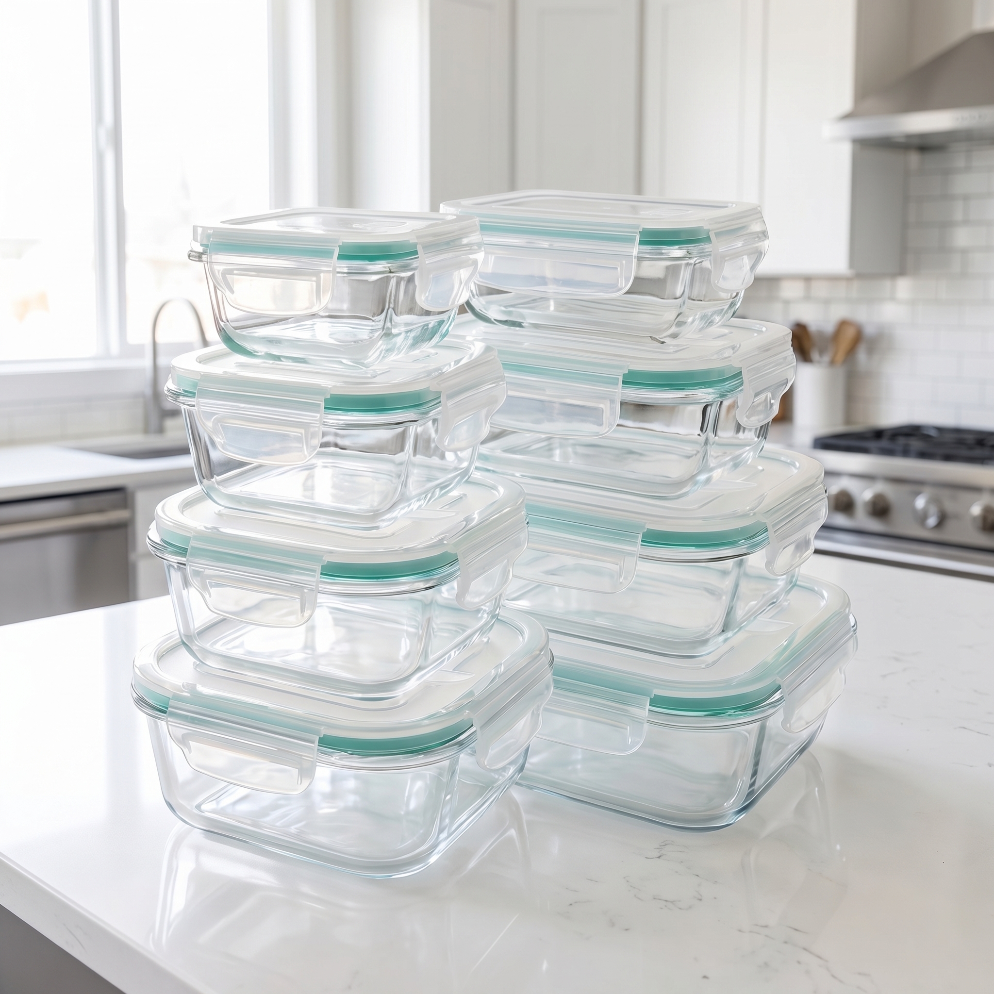 Food Storage Glass Containers - A set of 8 food storage
