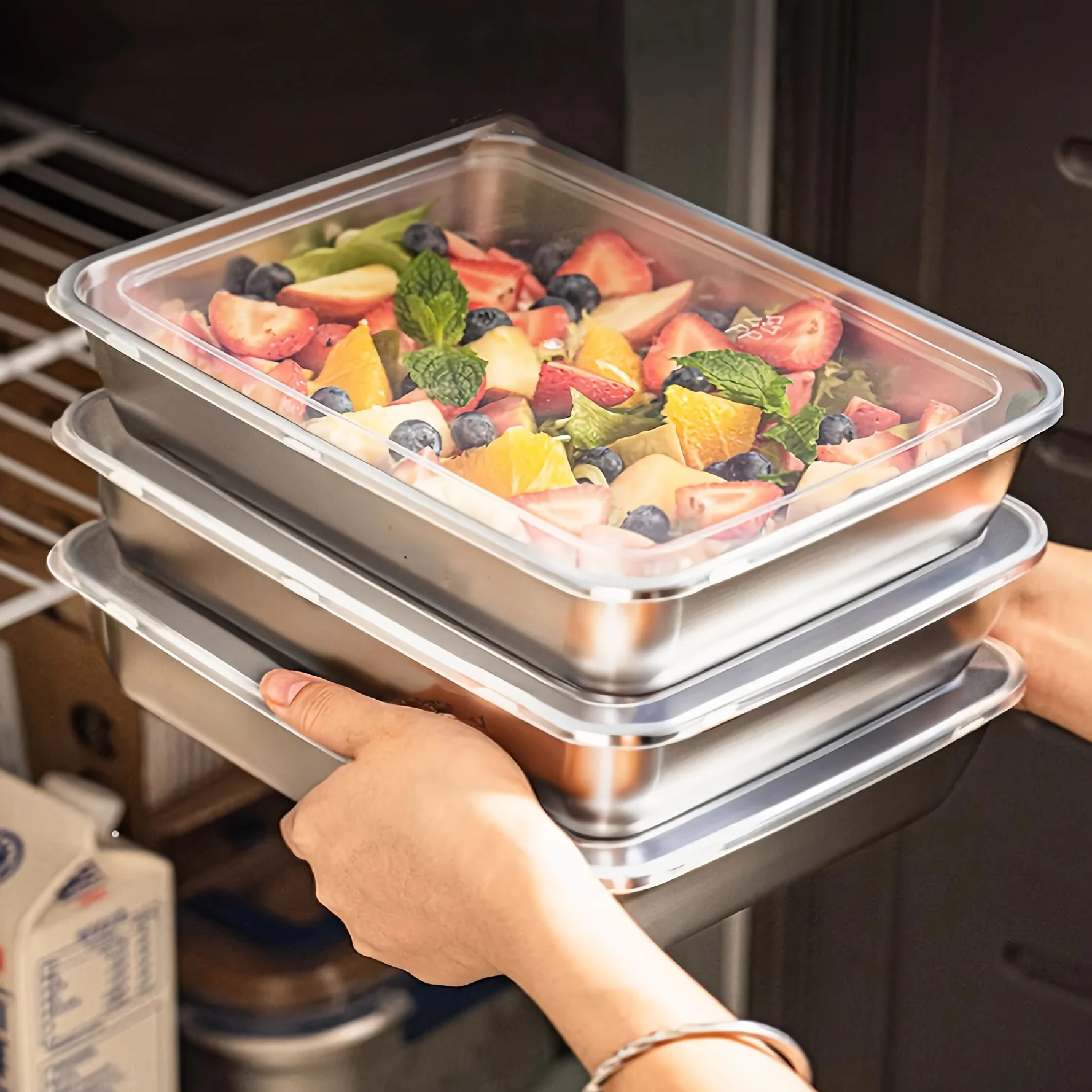 Food Storage Organization - 3pcs Stainless Steel Food Containers &