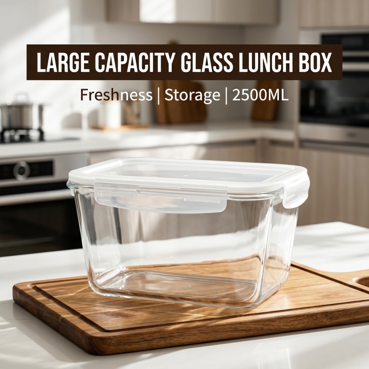 Food Storage Glass Containers - Large Capacity Borosilicate Glass Food Container,Leakproof