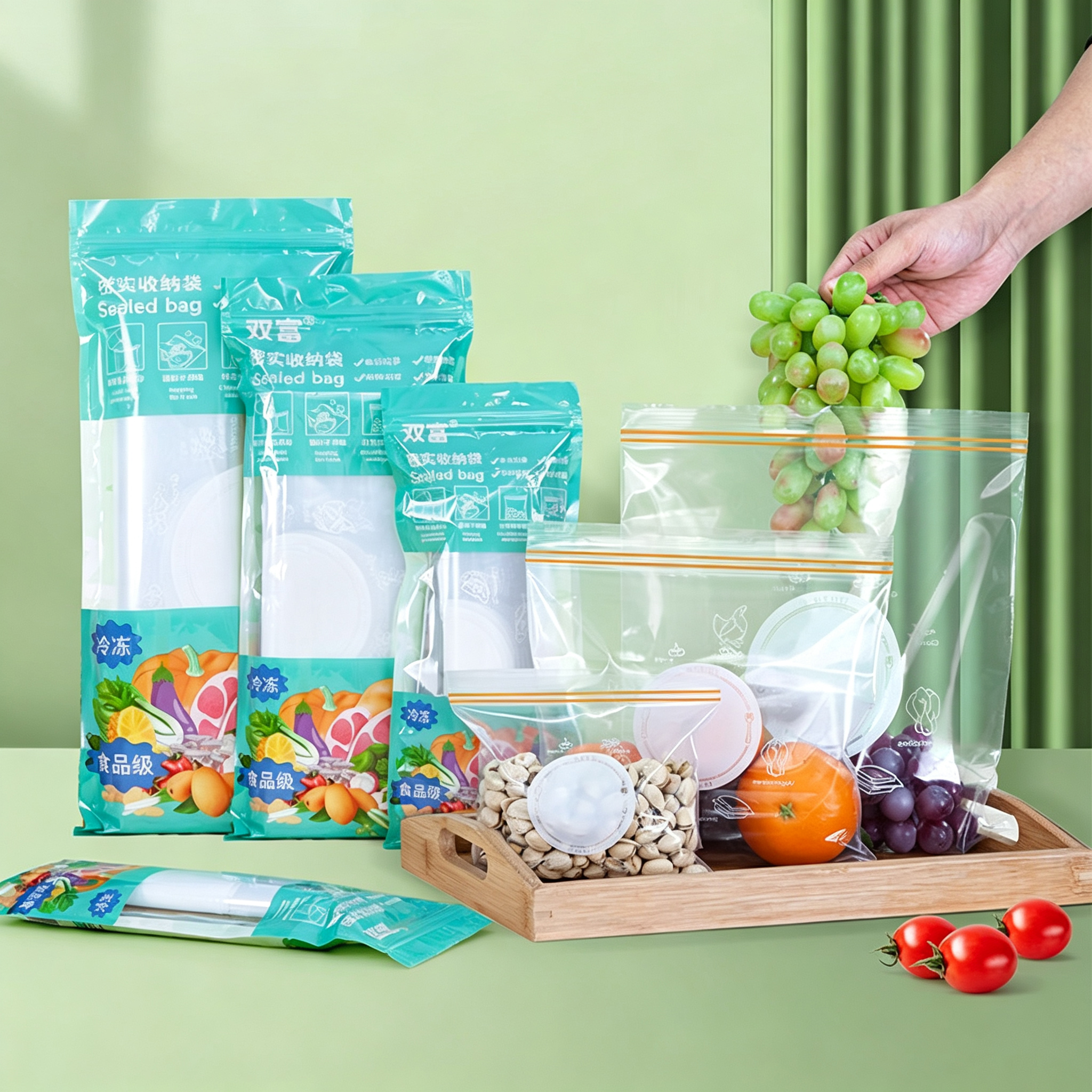 Food Storage Zipper - Double‑Zipper Sealed Bag, Food‑Grade Plastic Storage
