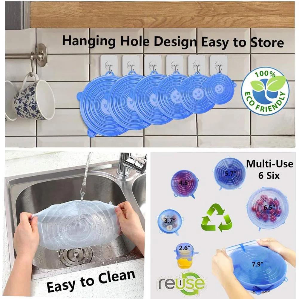 6PCS Stretch Silicone Covers R – обзор и цена Silicone Stretch Lid