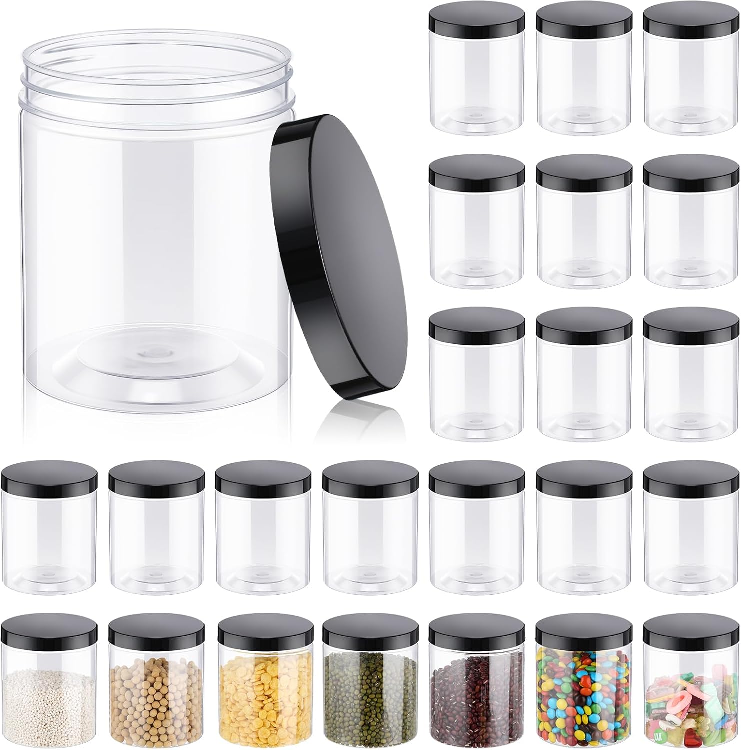24 Pcs 16oz Plastic Jars with  – обзор и цена Food Storage Jars With Lids