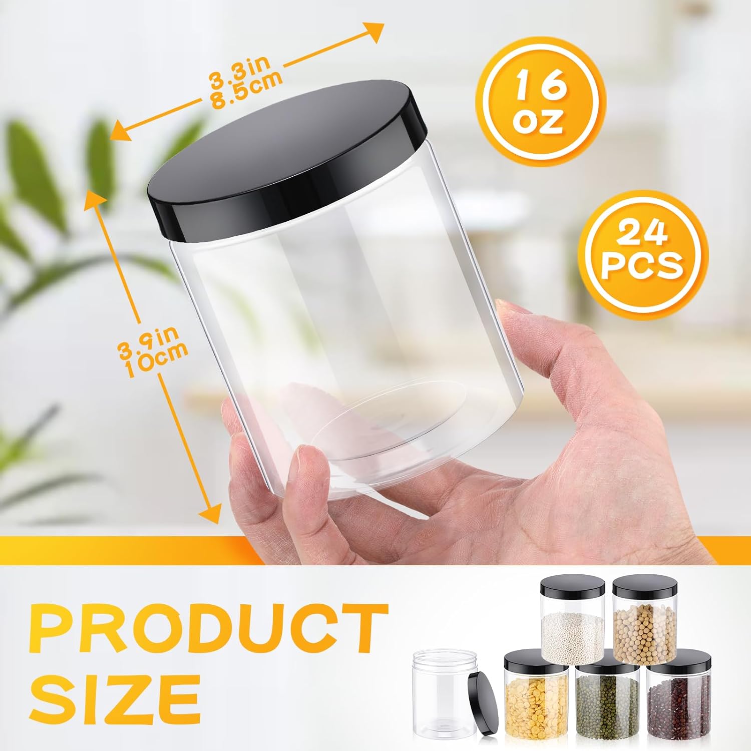 24 Pcs 16oz Plastic Jars with  – обзор и цена Food Storage Jars With Lids