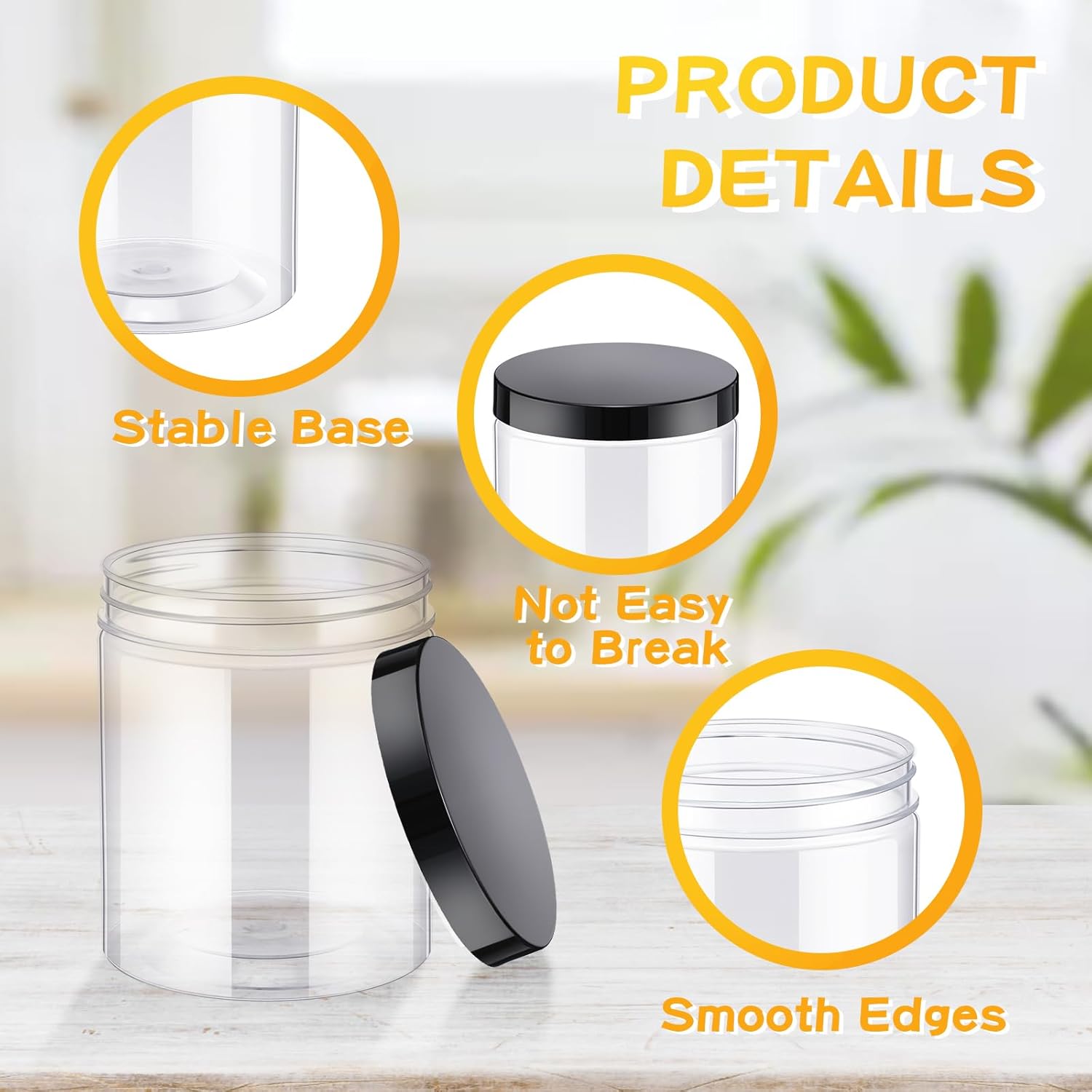 24 Pcs 16oz Plastic Jars with  – обзор и цена Food Storage Jars With Lids