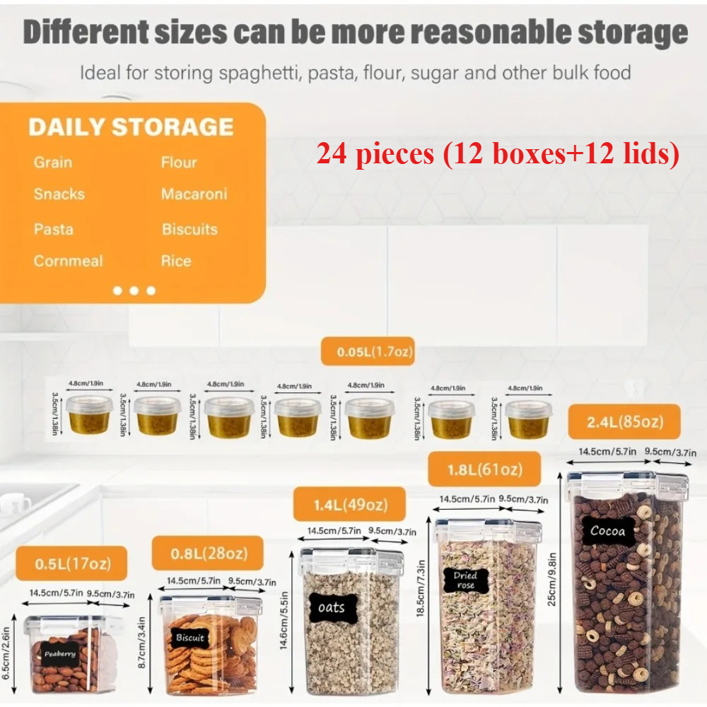 24Pcs Food Storage Containers  – обзор и цена Food Storage Organization