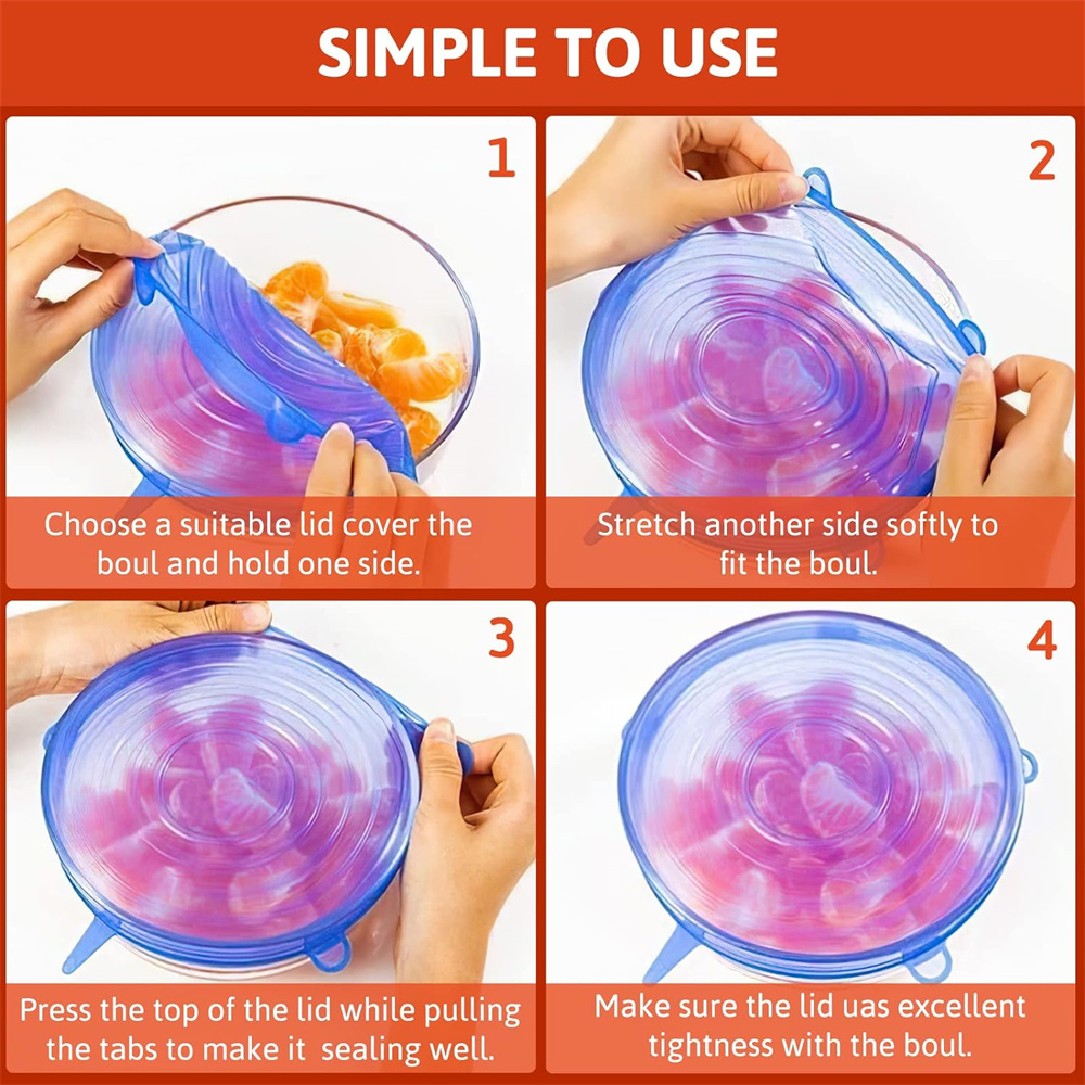6Pcs Food Grade Silicone Prese – обзор и цена Silicone Stretch Lid