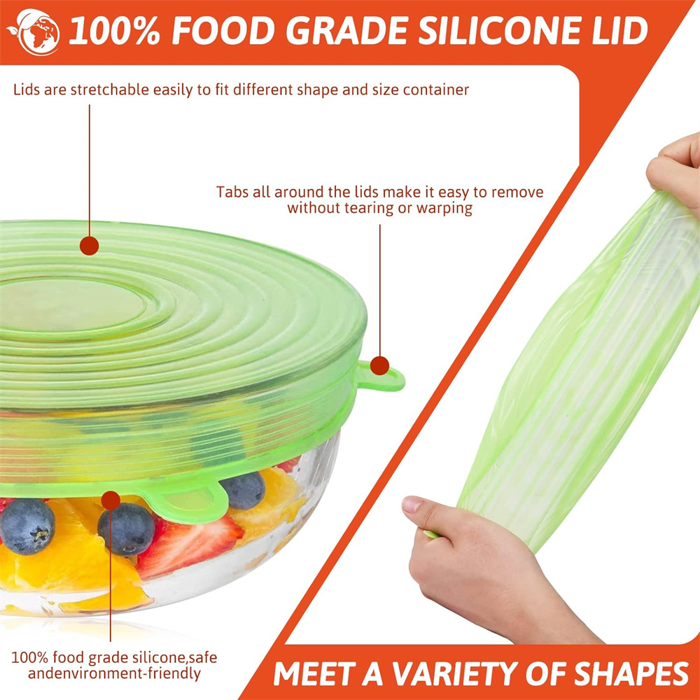6Pcs Food Grade Silicone Prese – обзор и цена Silicone Stretch Lid