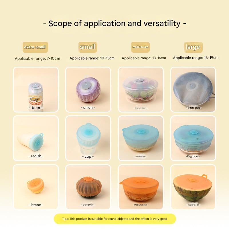 4Pcs/Set Silicone Fresh-keepin – обзор и цена Silicone Stretch Lid