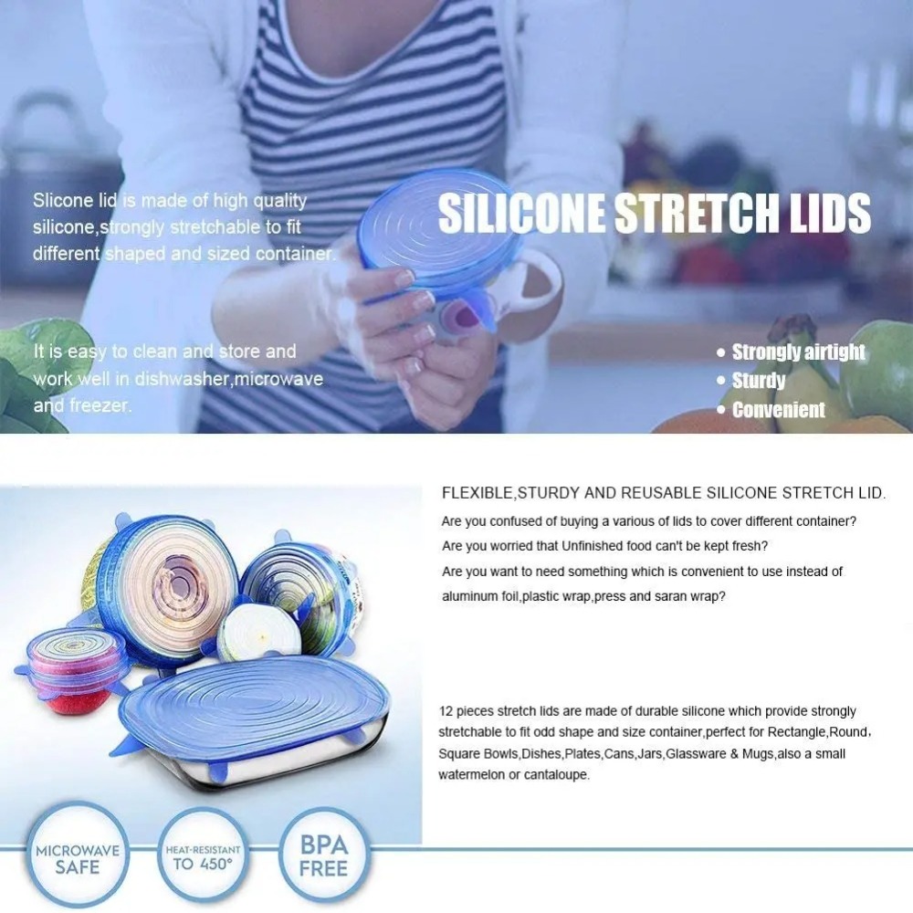 6PCS Food Reusable Fresh-keepi – обзор и цена Silicone Stretch Lid