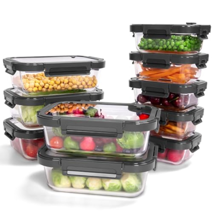 10-Pack Glass Food Storage Con – обзор и цена Food Storage Glass Containers