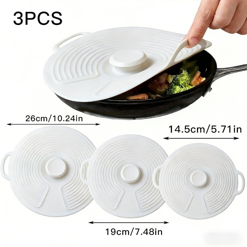 3Pcs Silicone Universal Lid fo – обзор и цена Silicone Stretch Lid