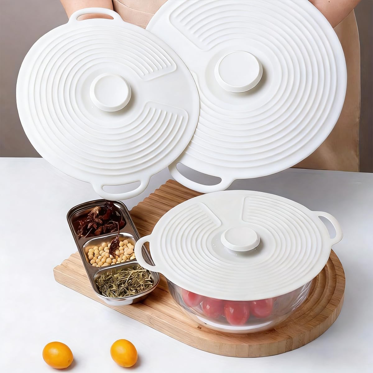 3Pcs Silicone Universal Lid fo – обзор и цена Silicone Stretch Lid