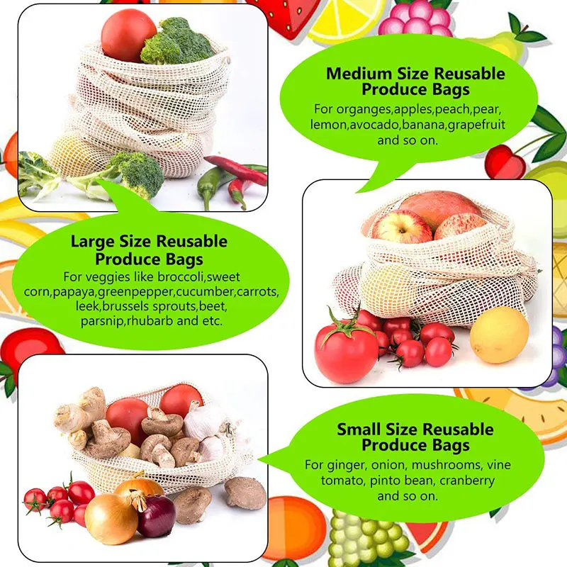 3 6 10pcs Reusable Produce Bag – обзор и цена Produce Bag Reusable Mesh
