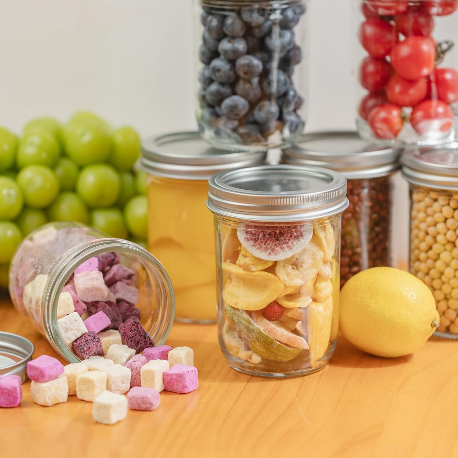 12 Pack 16 oz Wide Mouth Clear – обзор и цена Food Storage Jars With Lids