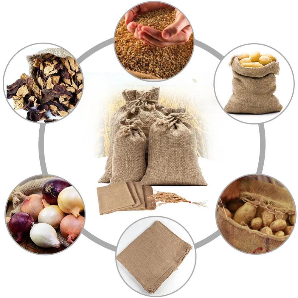 1PC Natural Jute Burlap Sacks  – обзор и цена Food Storage Roots