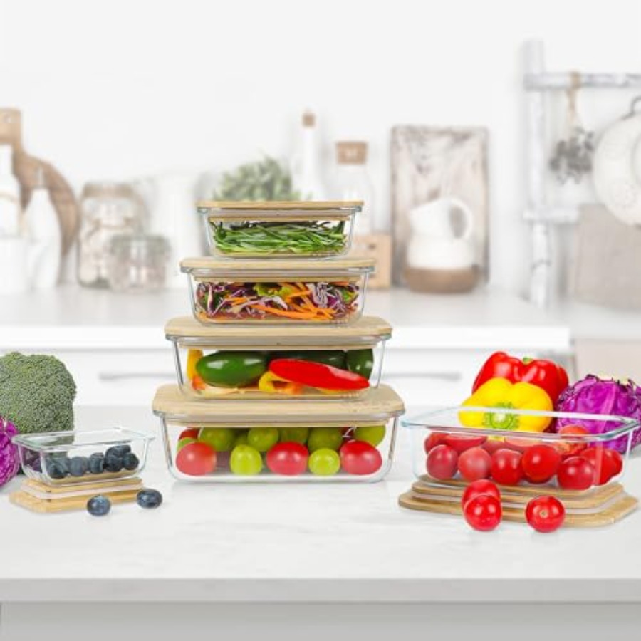 Glass Containers with Bamboo L – обзор и цена Food Storage Glass Containers