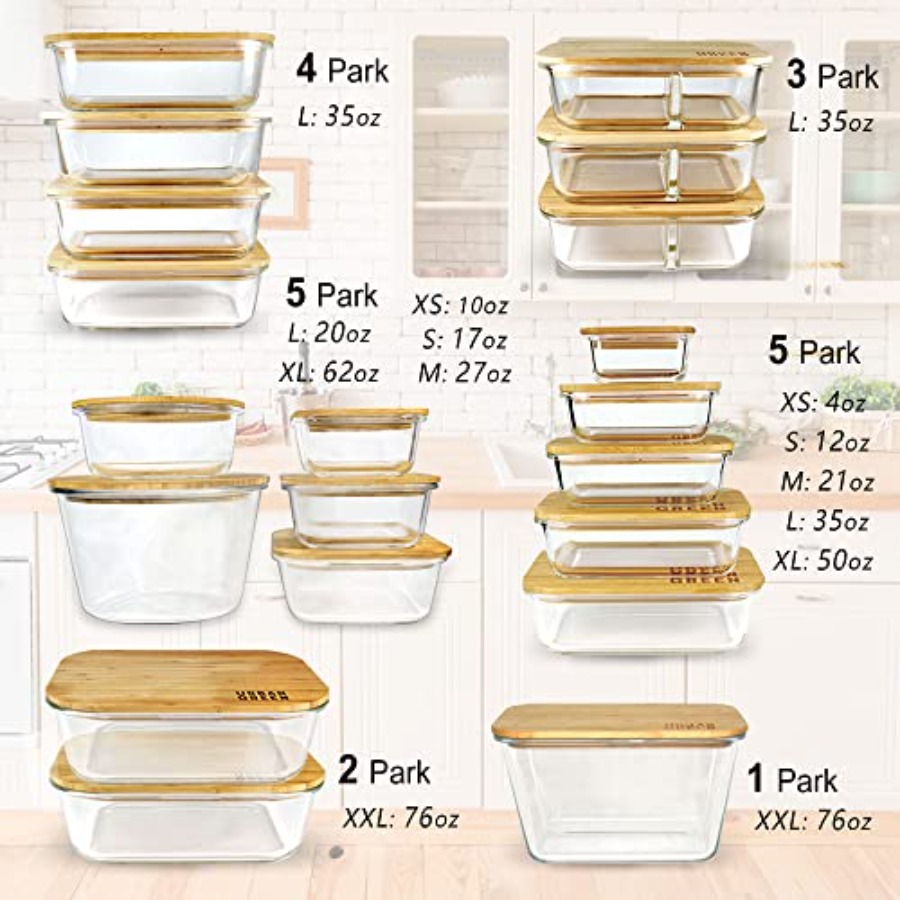 Glass Containers with Bamboo L – обзор и цена Food Storage Glass Containers