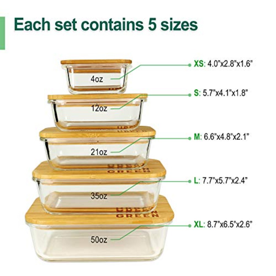 Glass Containers with Bamboo L – обзор и цена Food Storage Glass Containers