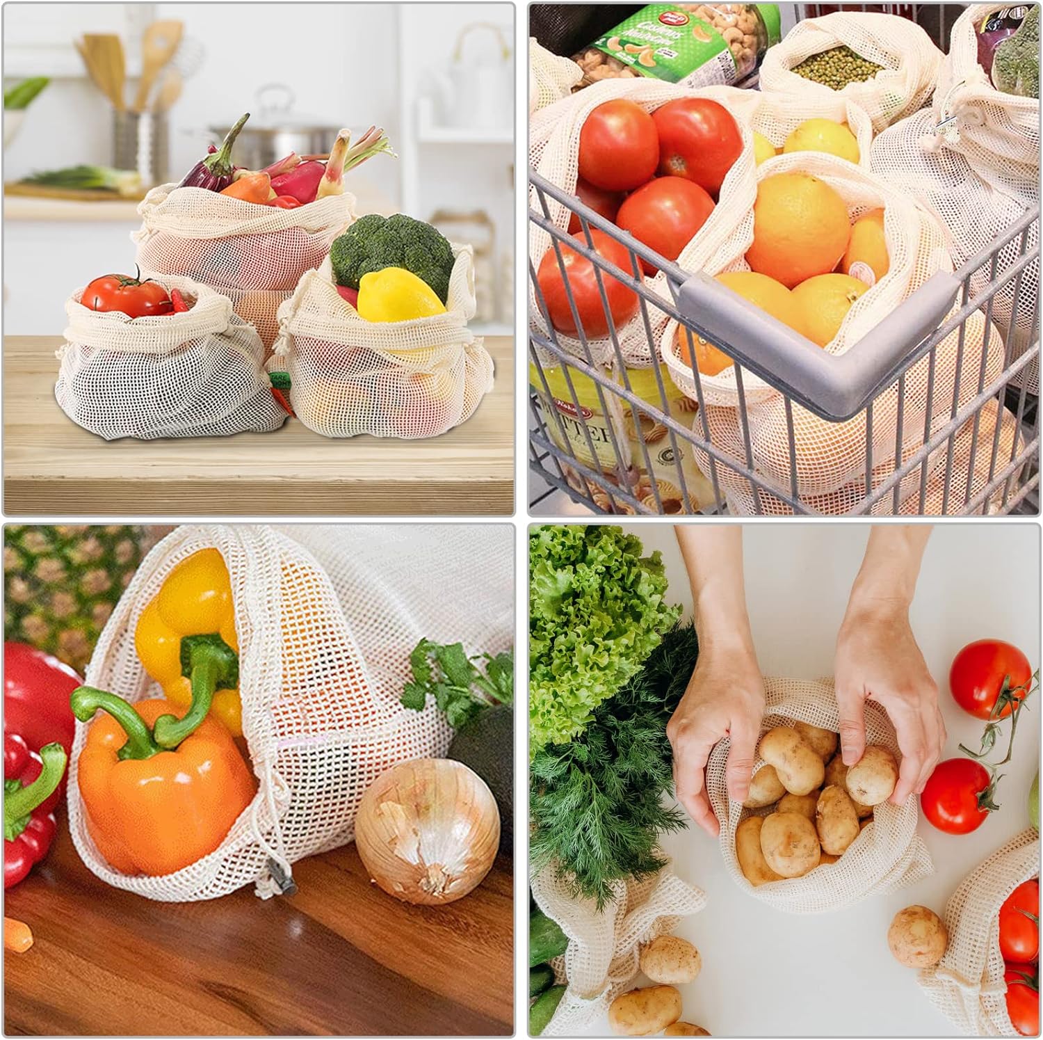 3pcs Reusable Cotton Mesh Prod – обзор и цена Produce Bag Reusable Mesh