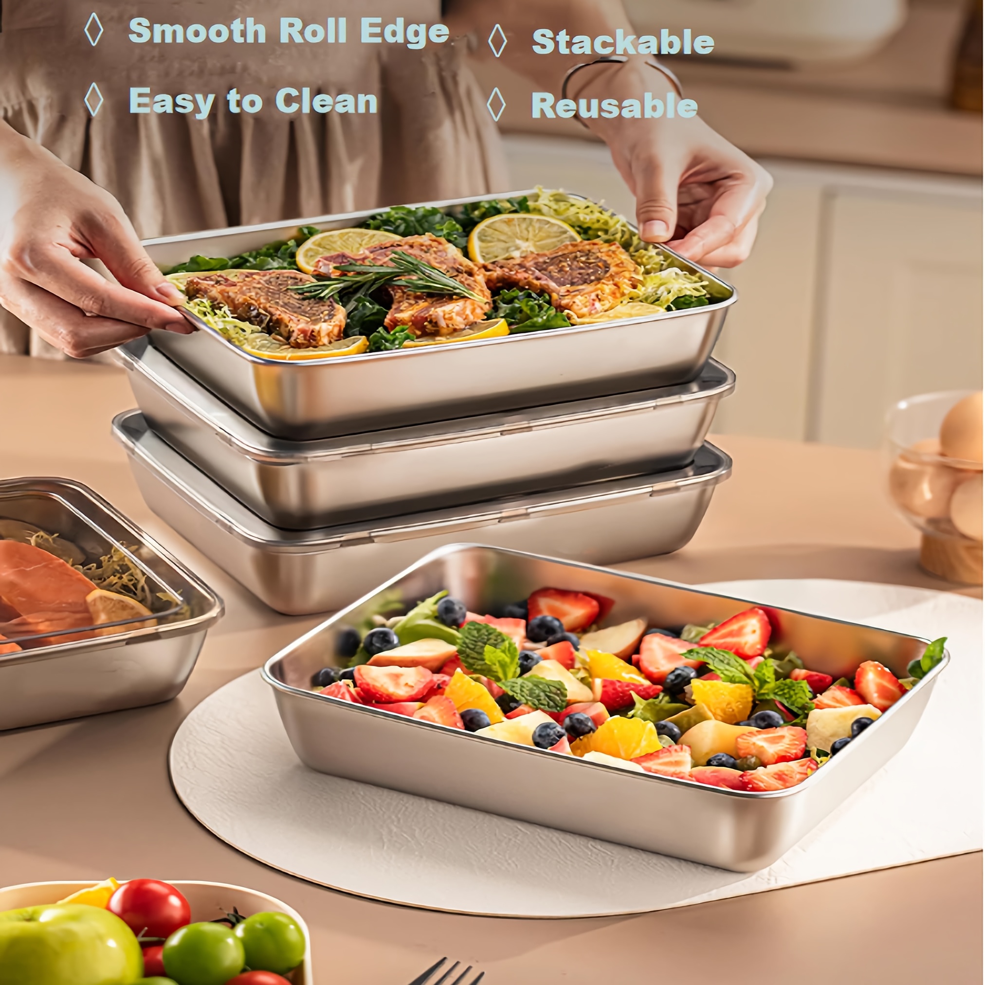 3pcs Stainless Steel Food Cont – обзор и цена Food Storage Organization