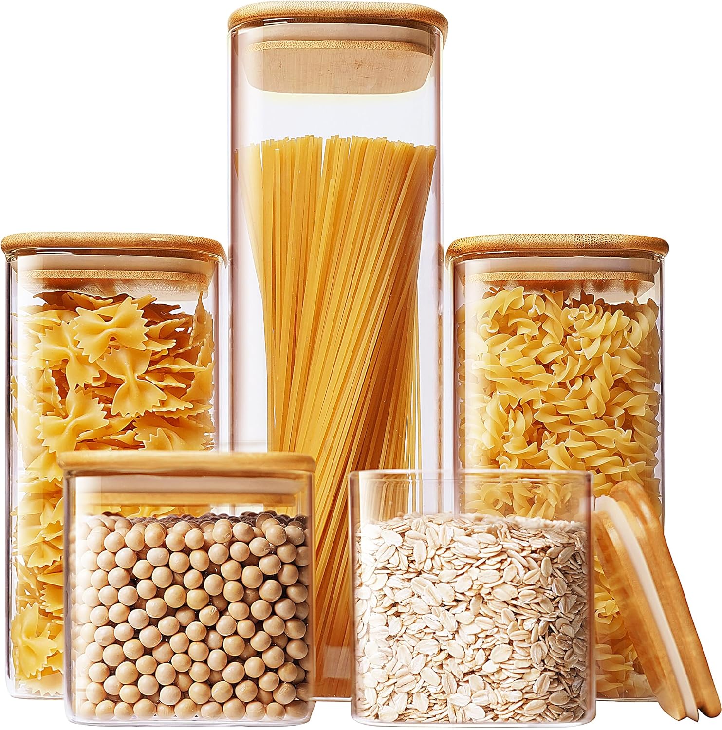 Square Glass Jars with Bamboo  – обзор и цена Food Storage Glass Containers