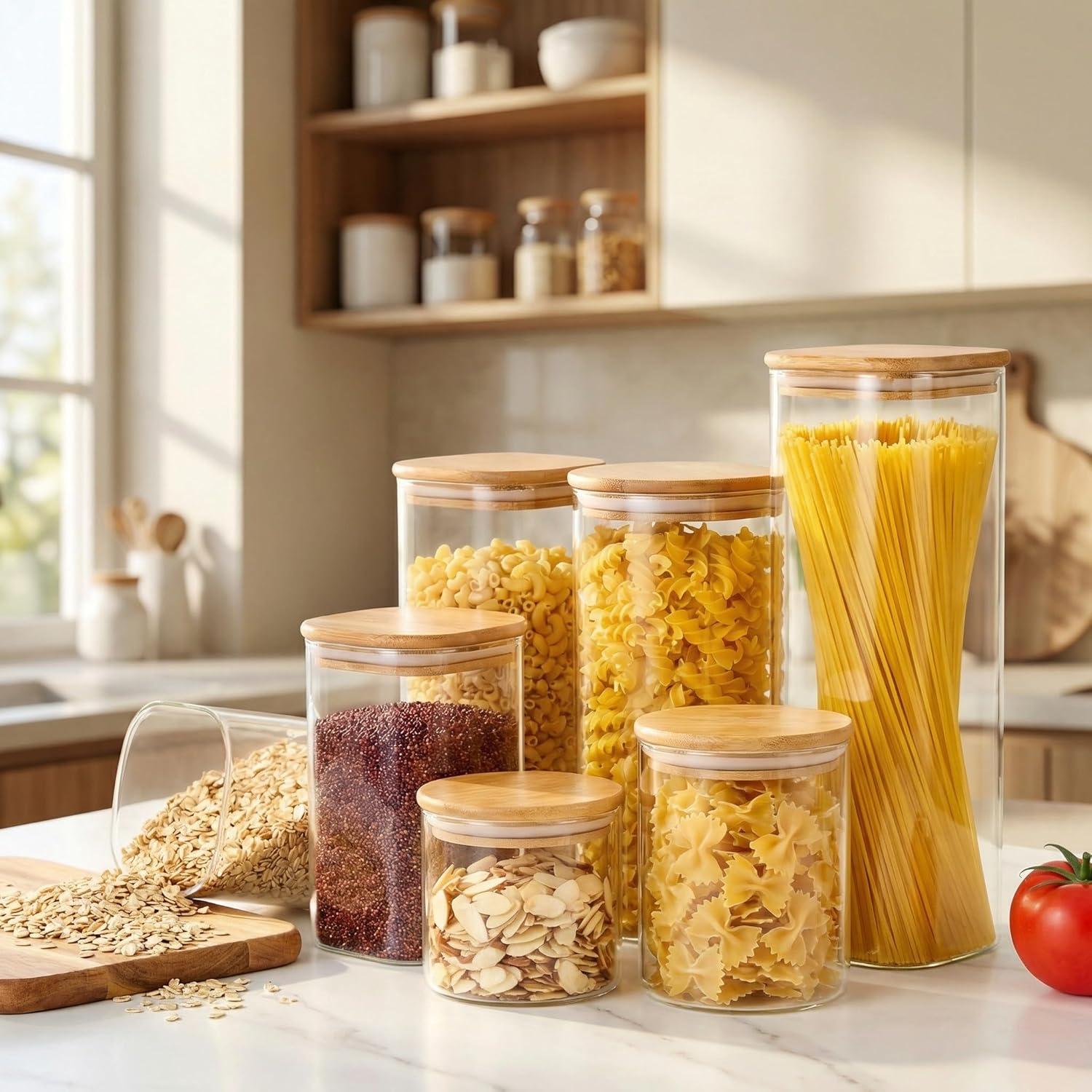 Square Glass Jars with Bamboo  – обзор и цена Food Storage Glass Containers