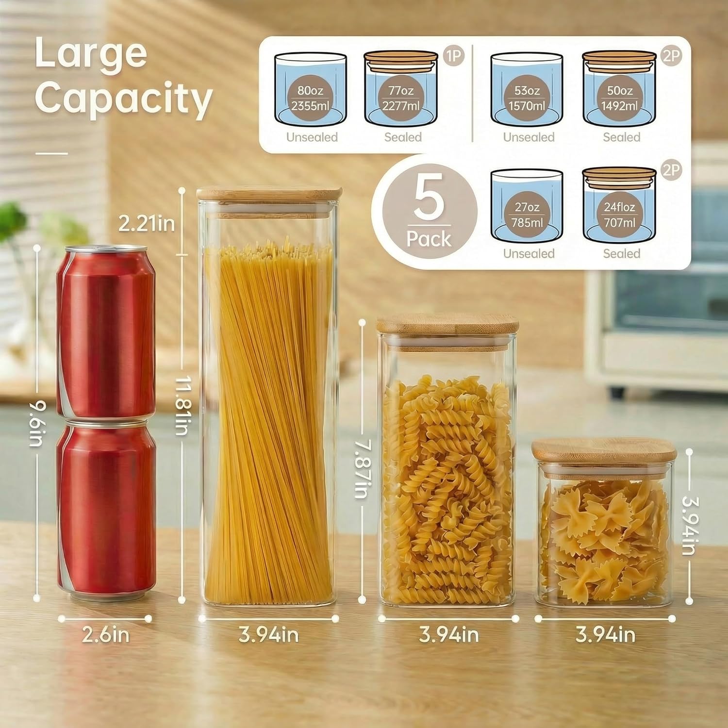 Square Glass Jars with Bamboo  – обзор и цена Food Storage Glass Containers