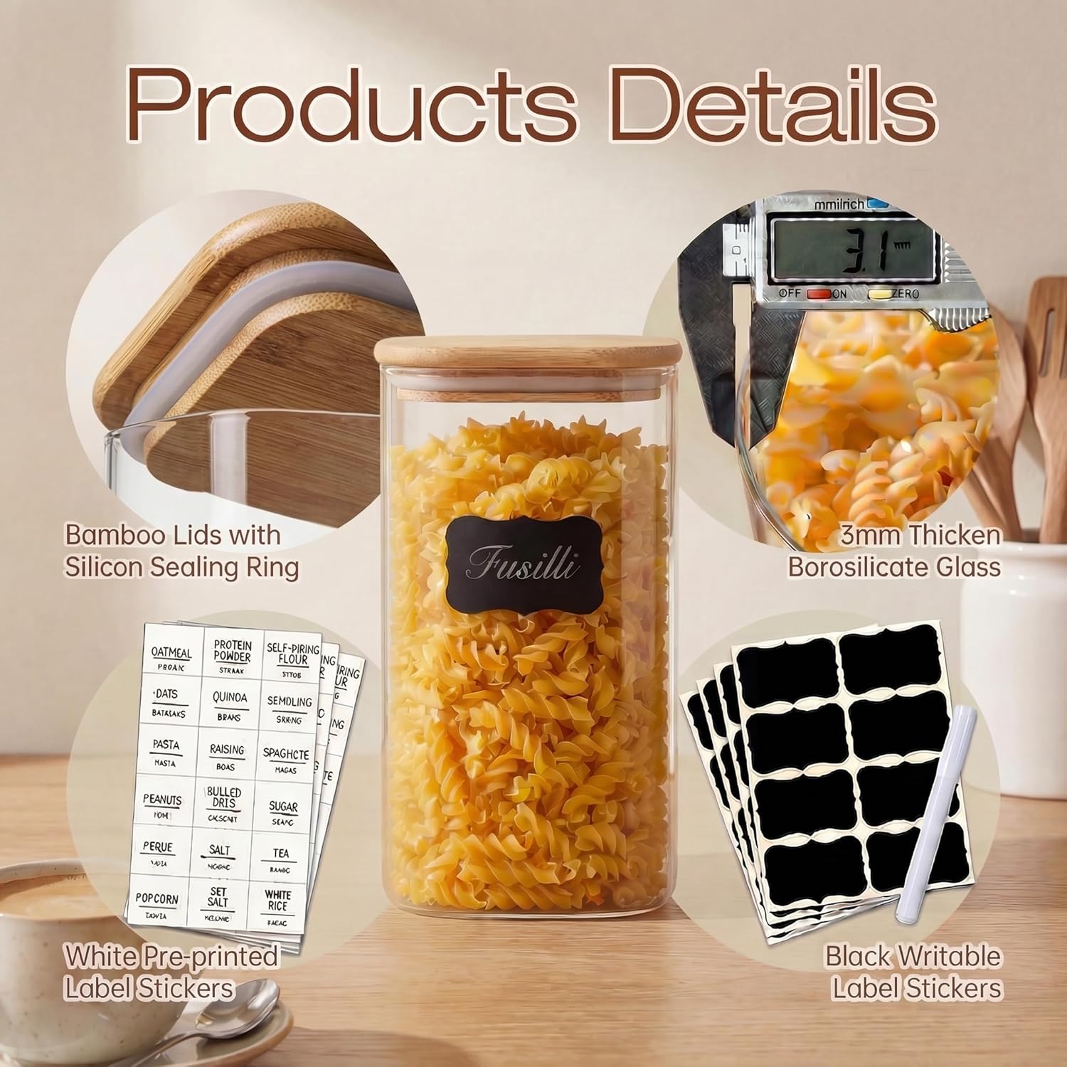 Square Glass Jars with Bamboo  – обзор и цена Food Storage Glass Containers