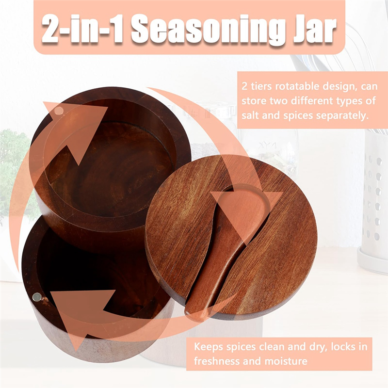Wooden Salt Shaker, 2-Tier Spi – обзор и цена Herb Keeper Container
