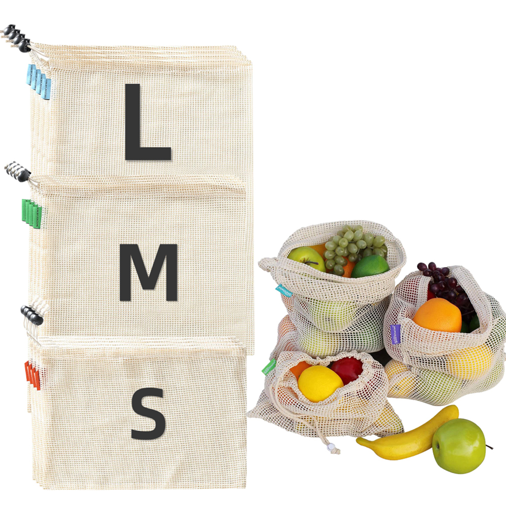 3Pcs Reusable Cotton Mesh Prod – обзор и цена Produce Bag Reusable Mesh