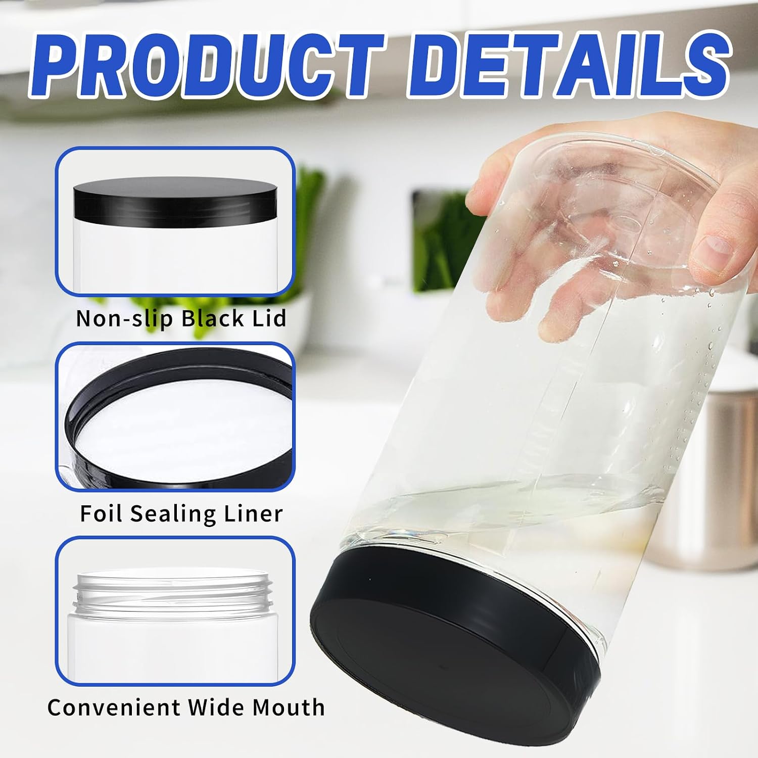 33oz Clear Plastic Jars with L – обзор и цена Food Storage Jars With Lids