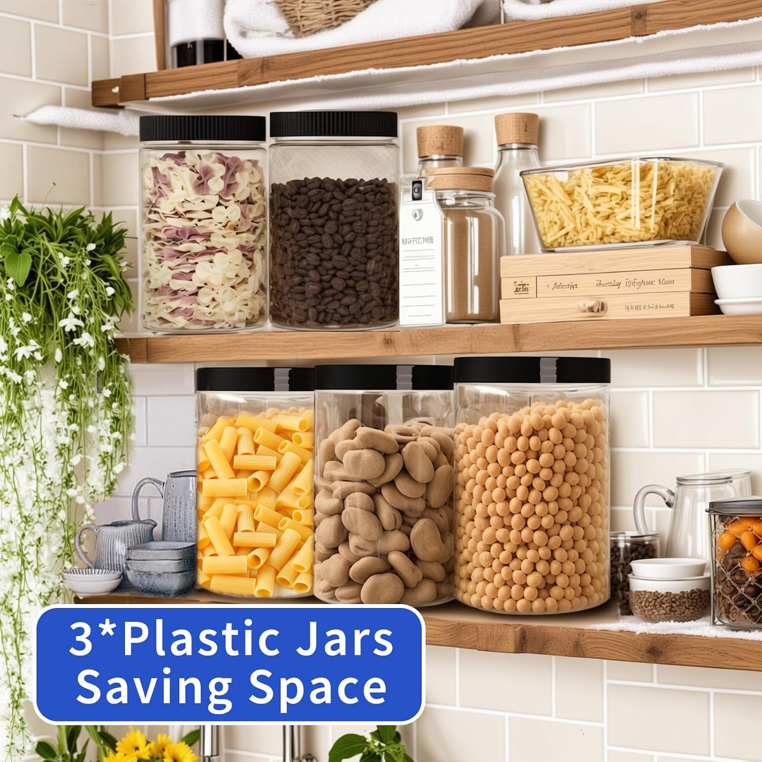 33oz Clear Plastic Jars with L – обзор и цена Food Storage Jars With Lids