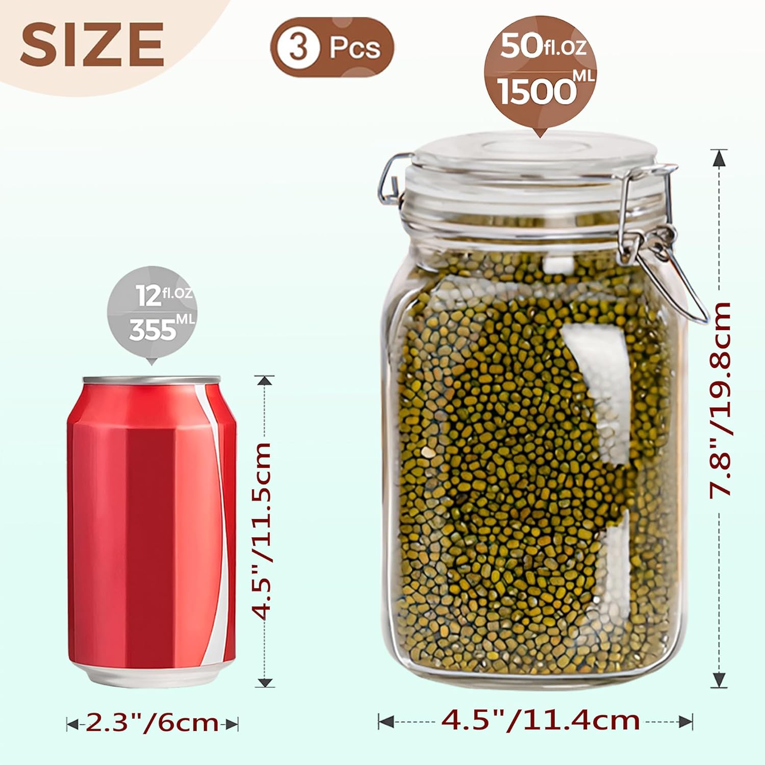 Clear Food Storage Jars 50oz S – обзор и цена Food Storage Organization