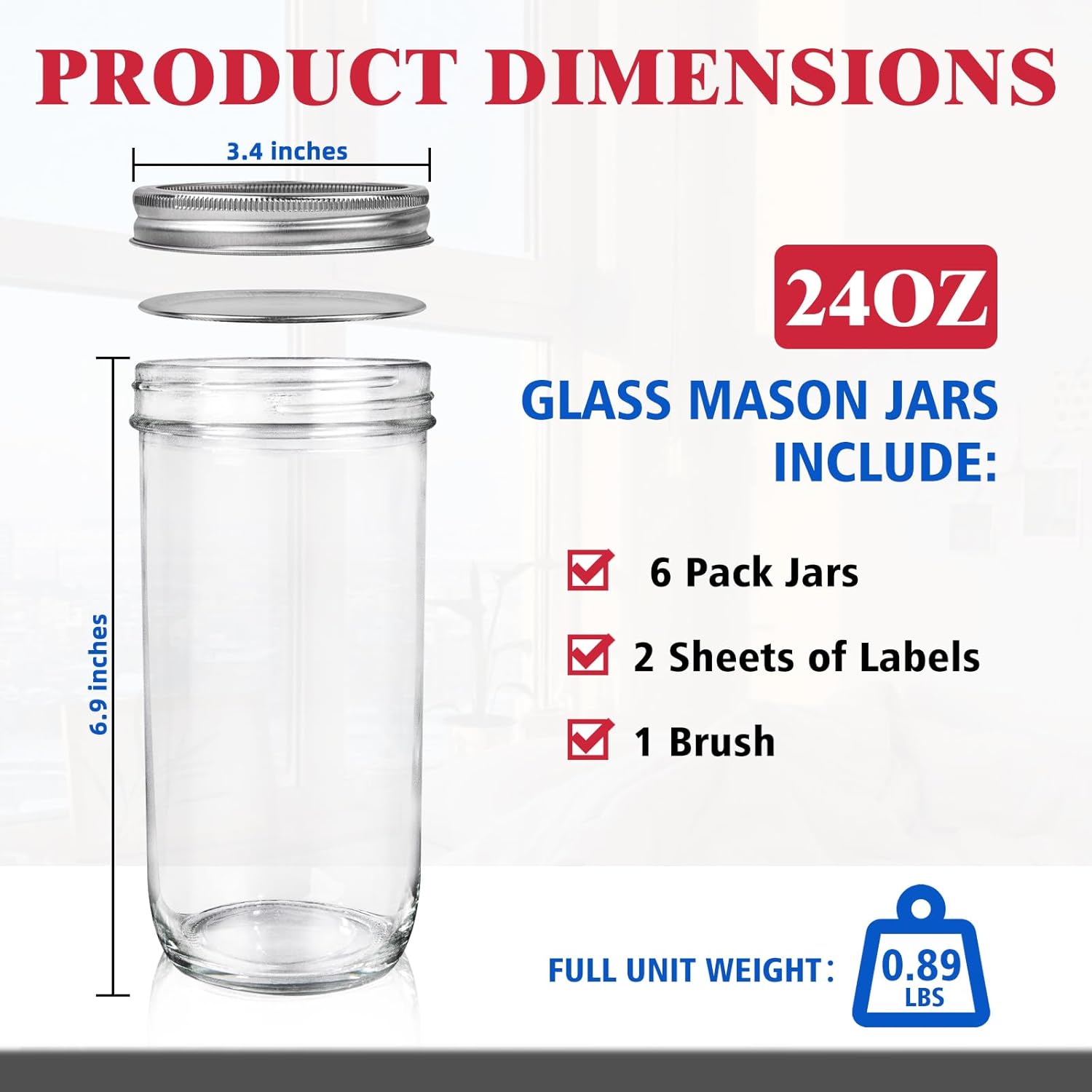 Jars Wide Mouth 6 Pack, 24oz G – обзор и цена Food Storage Jars With Lids