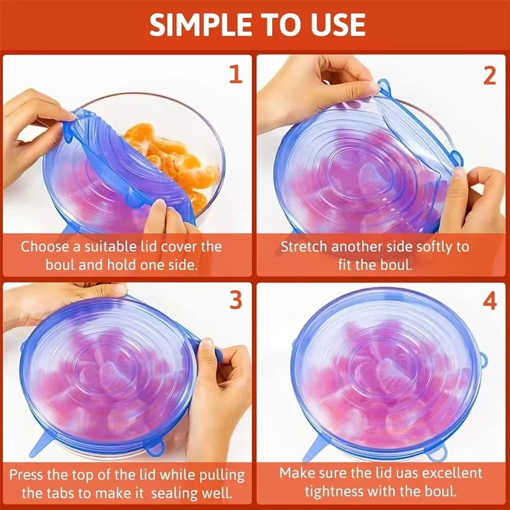 6Pcs Food Grade Silicone Prese – обзор и цена Silicone Stretch Lid